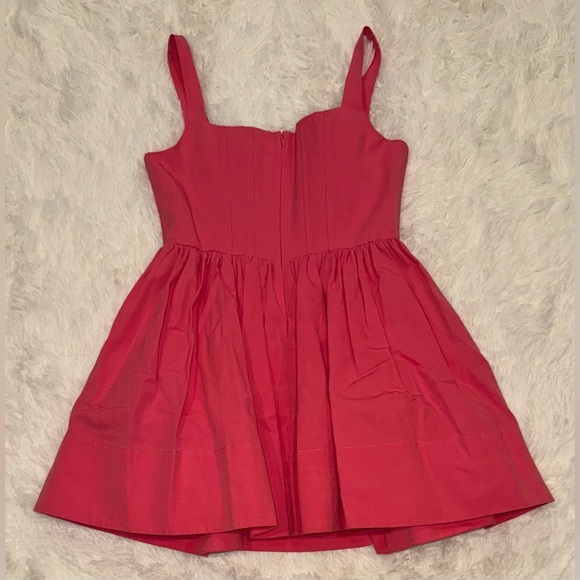 NEW STAUD Pink Landscape Bustier Cotton-Blend Mini dress sz 16 - Picture 6 of 9